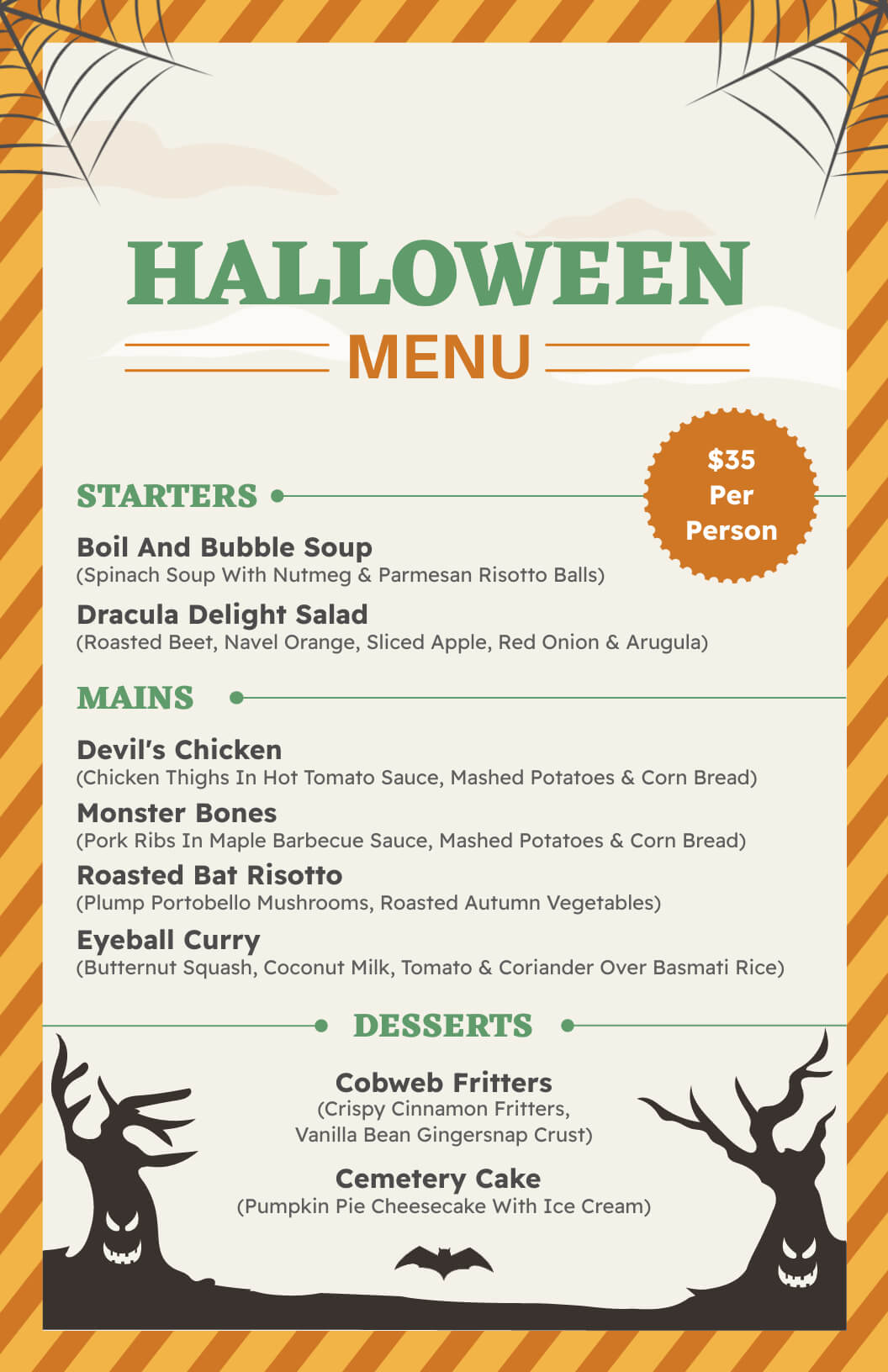 Free Customizable Halloween Menu Templates For Restaurant