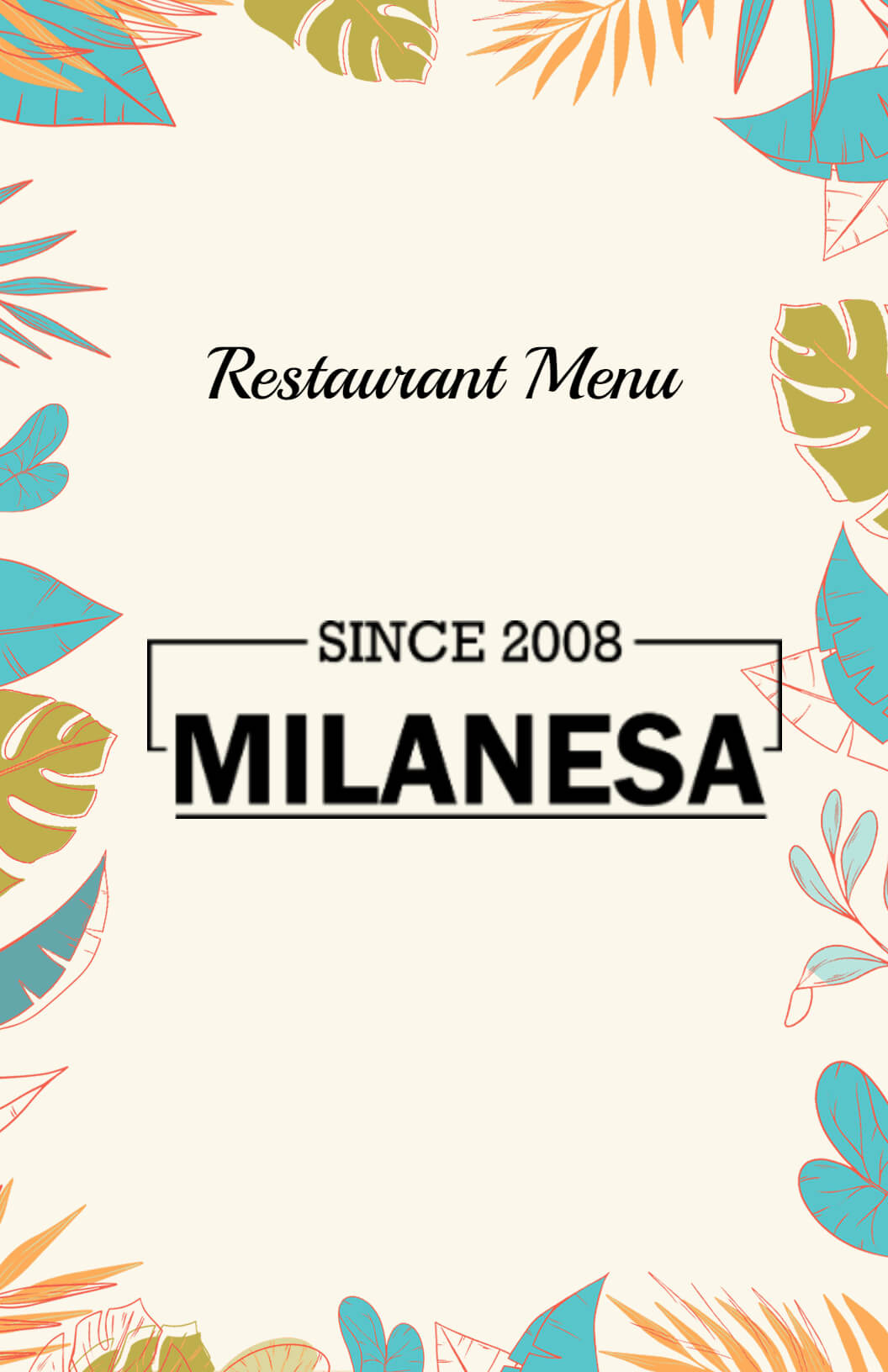 Tropical Milanesa Restaurant Menu Templates