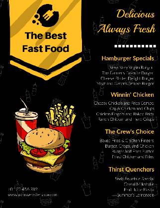 Fast Food Takeout Menu Template