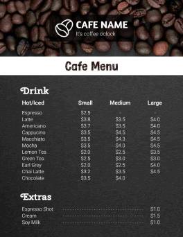 Black Cafe Menu Template