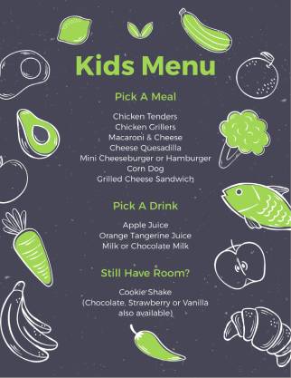 Black Vibrant Meal Kids Menu