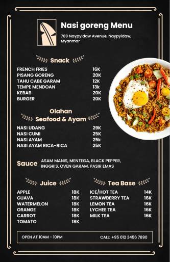 Snack Food Menu Template