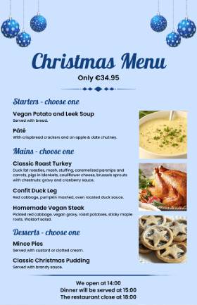 Light Blue Christmas Menu Template