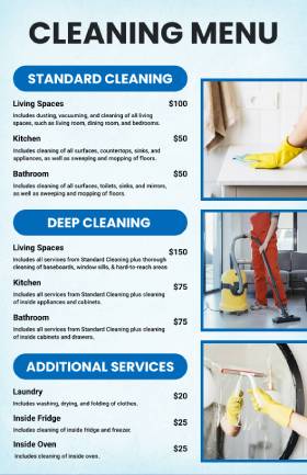 Cleaning Service Menu Template