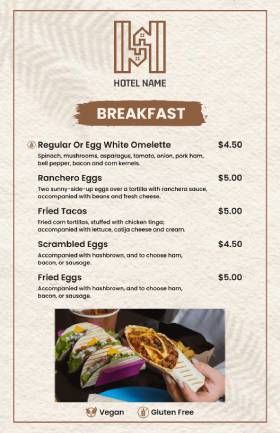 Room Service Menu Template
