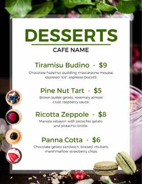 Cafe Dessert Menu Template
