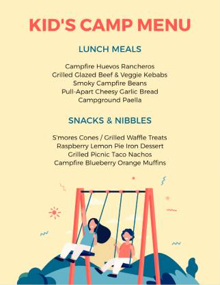 Camp Kids Menu Template