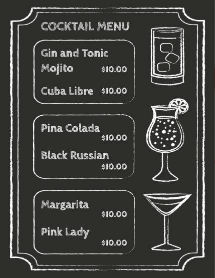 Chalkboard Cocktail Menu Template