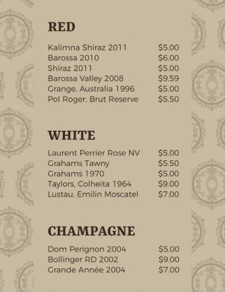 Brown Wine Menu Template