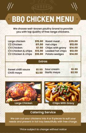 Chicken BBQ Menu Template