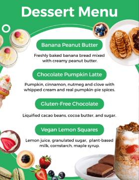 Green Dessert Menu Template