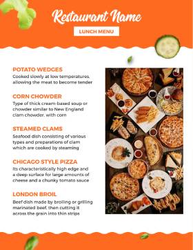 Orange Lunch Menu Template