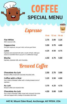Coffee Cute Menu Template