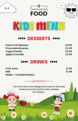 Cool kids Food Menu Template