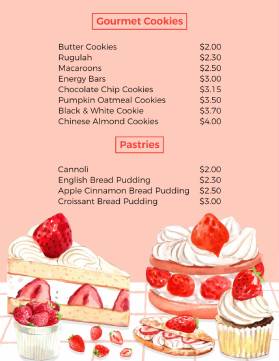 Pastries Dessert Menu Template