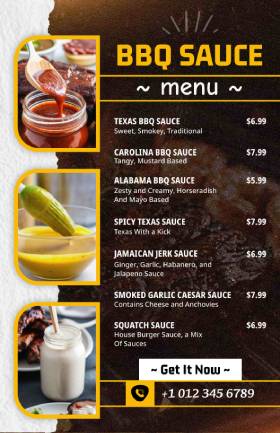Sauce BBQ Menu Template