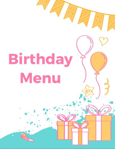 Minimalist Birthday Menu Template