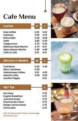 Minimalist Cafe Menu Template