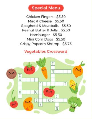 White Adventure Kids Menu