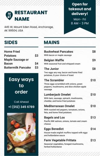 Restaurant Takeout Menu Template