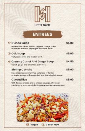 Room Service Menu Template