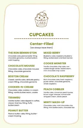 Cupcakes Dessert Menu Template