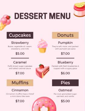 Muffins Dessert Menu Template