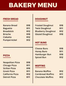 Fresh Bakery Menu Template