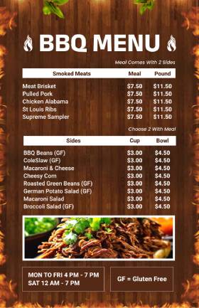 Brown BBQ Menu Template