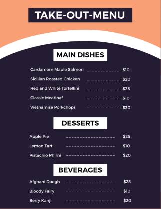 Takeout Menu Templates Free Printable Downloadable