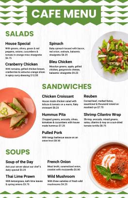 Green Cafe Menu Template