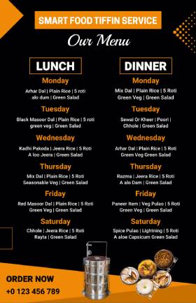 Tiffin Food Service Menu Template