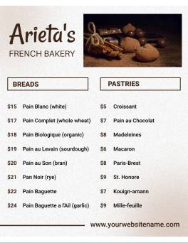 French Bakery Menu Template