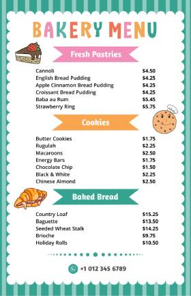 Bakery Cute Menu Template