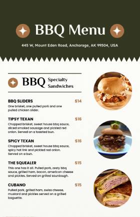 Green BBQ Menu Template