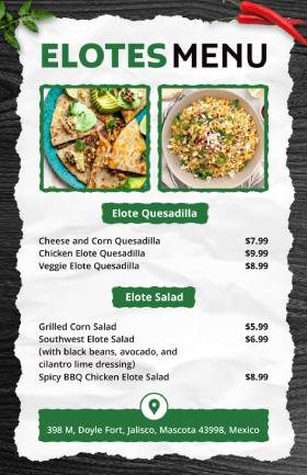 Elotes Mexican Menu Template