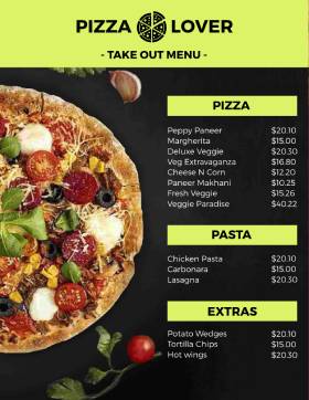 Green Pizza Menu Template