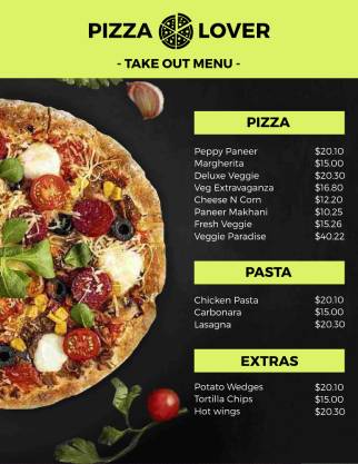 Pizza Takeout Menu Template