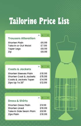 Tailorine Price List Template