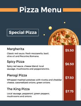 Special Pizza Menu Template
