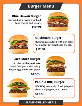 Hawaii Burger Menu Template