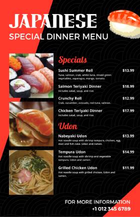 Japanese Dinner Menu