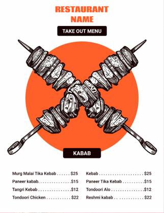 Kabab Takeout Menu Template