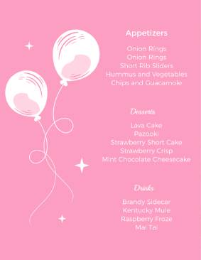 Pink Birthday Menu Template