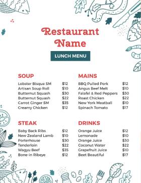 Restaurant Lunch Menu Template