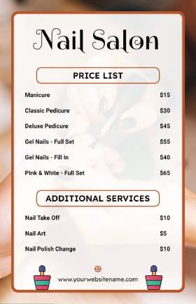 Nail Salon Price List Template