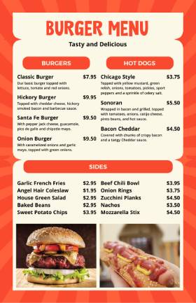 Orange Burger Menu Template