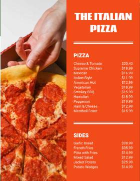 Orange Italian Menu Template
