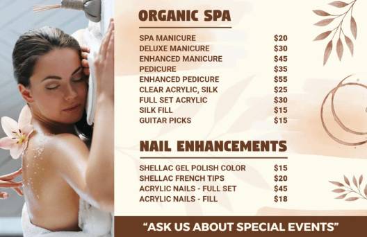 Organic Spa Menu Template