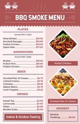Smoke BBQ Menu Template